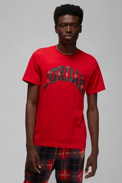 Nike Jordan Holiday SS crew Red με τύπωμα Ανδρικό καθημερινό μπλουζάκι κόκκινο