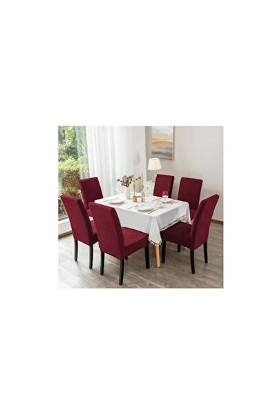 E EFRALL Set of 6 Universal Elastic Chair Covers, Burgundy - Concept