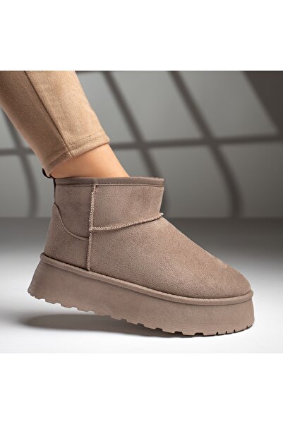 Modlet.ro Women's khaki short suede boots MOD12590