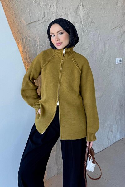 Şulemoda Giyim Rosie Fermuarlı Hırka Hardal