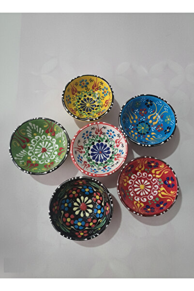 RGS HOMELİFE 6'lı El Yapımı Seramik Sosluk, Çerezlik, Reçellik Sunumluk Mini ...