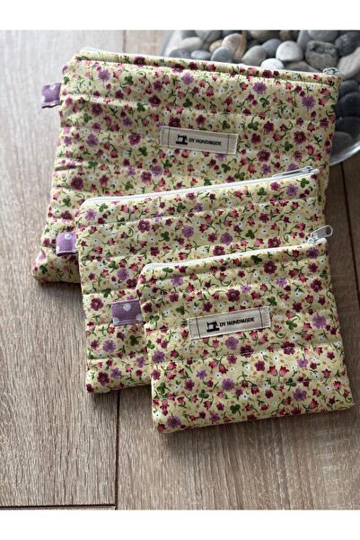 dyhandmade Çiçek Desenli Makyaj Çantası