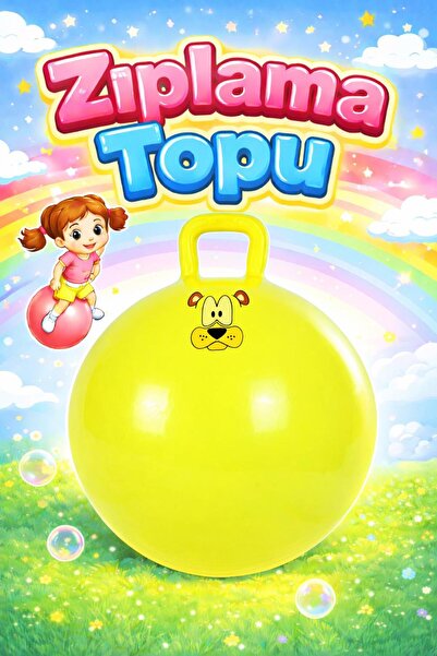 hak-iş oyuncak Yellow (Neon) Kangaroo Jumping Ball - Children's Plates Ball (...