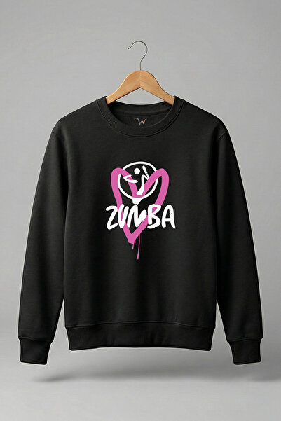 WİDİ Zumba Fitness Kalp με τύπωμα 100% βαμβακερό χειμερινό φούτερ με λαιμόκοψ...