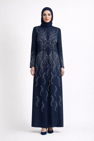 Lacrima Stone Embellished Straight Cut Evening Dress