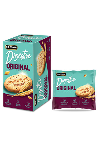 Bisconni بسكويت دايجستيف الأصلي عالي الألياف، 6 قطع × 45 غرام × 8 علب