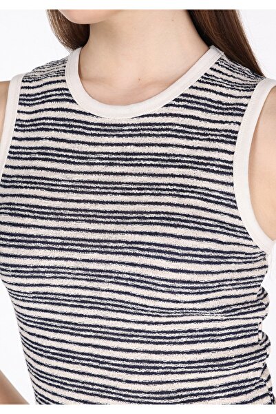 Colin's Slim Fit Striped Women's Navy Blue Sleeveless Dress
