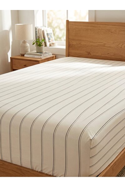 Ricco Lifes Μαύρο ριγέ ελαστικό σεντόνι, μαξιλαροθήκη, βαμβακερό, μονό, διπλό...