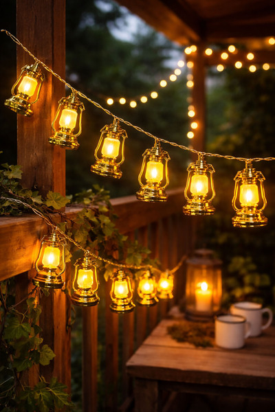 Coverzone 10 Lu 2 Metre Pilli Led Ramazan Feneri Temalı Süs Dekorasyon Gün Iş...