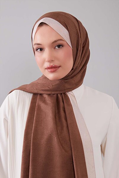 Levidor Coffee Honeycomb Embroidered Monogram Shawl