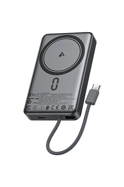 Acefast Baterie externă magnetică wireless 10000mAh, ultra subțire, USB-C, 38...