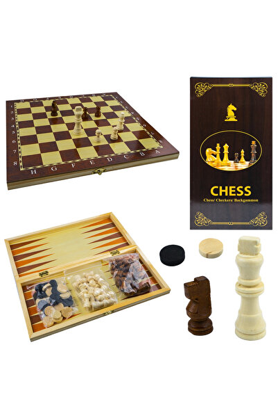 OEM 3 in 1 game: Chess, backgammon, checkers! Wooden box, 29x15cm