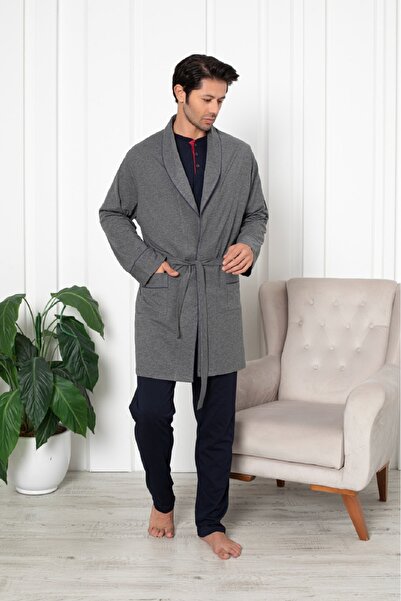 Espuar Set de 3 piese, Robă de bărbați și cămașă cu nasturi, Set de pijamale,...