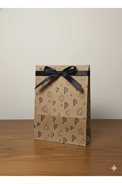 HDF PAZARLAMA PUNGĂ DE HÂRTIE CU MODEL INIMĂ NEAGRĂ 25 BUCĂȚI 25*12*31 CM (NU...