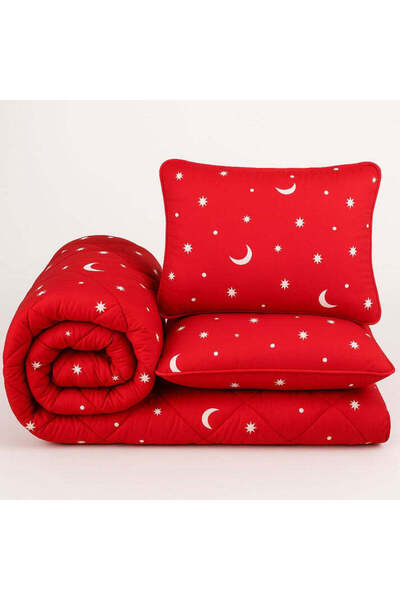 Coneltex Winter duvet 200X210+ 2 pillowcases 50x70 - Moon and Stars RED