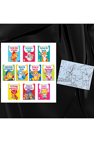 Ema Çocuk MİNİK KAHRAMANLARDAN BÜYÜK SÖZLER 10 KİTAP / KARTPOSTAL BOYAMA HEDİYE