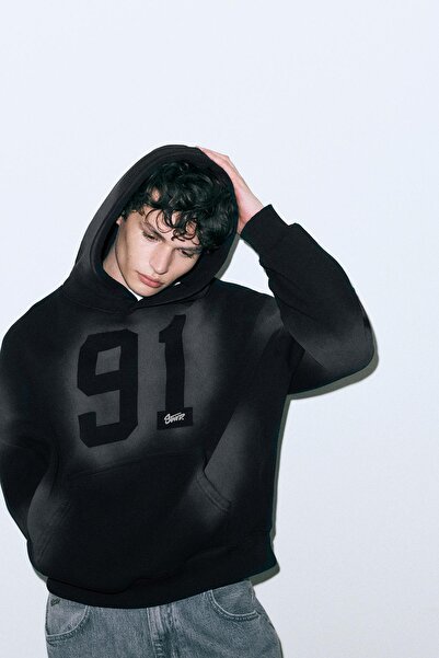 Pull & Bear Black STWD 91 hoodie