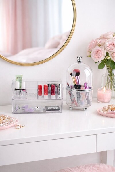 decorev Набір з 2 прозорих акрилових органайзерів для косметики з кришкою – д...