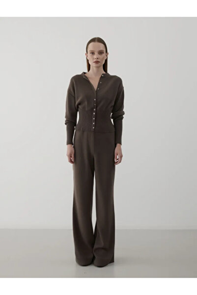 Laluvia Brown Snap Button Knitwear Set - 904