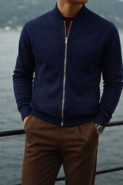 COMBİNE MİCHAİL Чоловічий Relax Бавовняний Синій Широкий Коледж Куртка