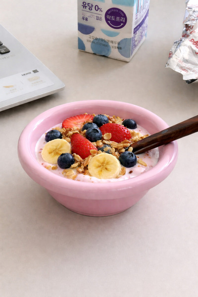 Beige & Stone Ceramic Donut Bowl Pink
