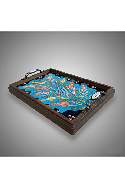 RGS HOMELİFE Special Design Wooden Framed Hand Painted Ceramic Presentation T...