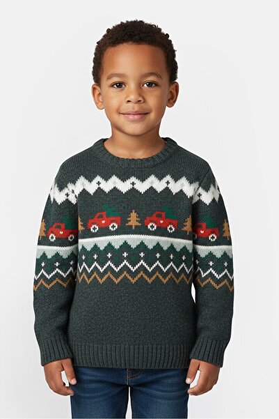 Old Navy Toddlers Boy Knitted Long Sleeve Sweater, Green