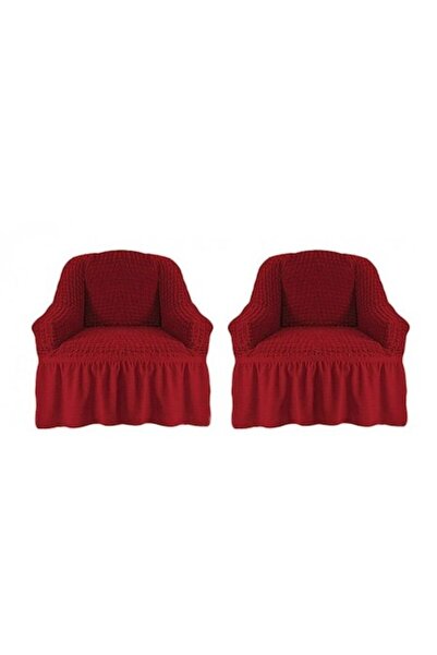 BULSAN Set of 2 Elastic and Crepe Armchair Covers, Burgundy
