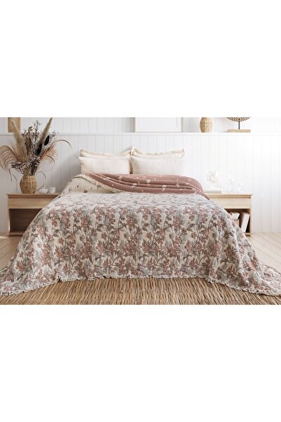 Meet ma ya Natural Muslin Quilt 7 Layers Sakura Pattern Battal, Bed Cover