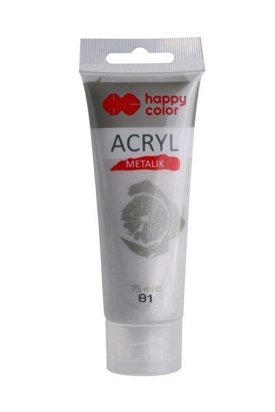 HAPPY COLOR Culoare acrilica 75ml, argintiu metalic,