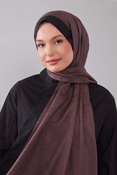 Levidor Dark Brown Honeycomb Embroidered Monogram Shawl