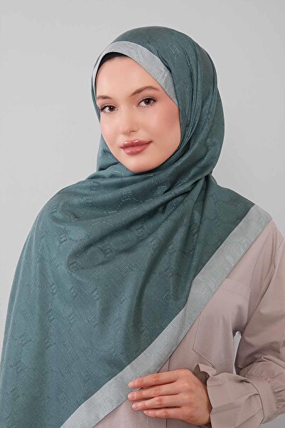 Levidor Mint Green Honeycomb Embroidered Monogram Shawl