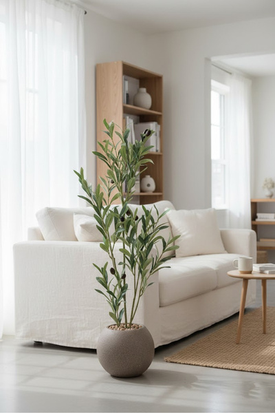 co arma شجرة صناعية محاكة للزيتون الطببيعي بمركن بلاستيكي بارتفاع 85 سم