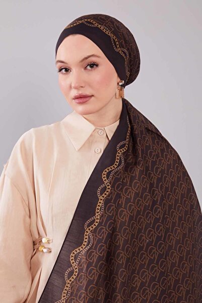 Levidor Bitter Coffee Lvd Printed Wool Silk Shawl