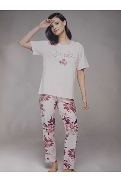 3nbe Women's Short Sleeve Pajama Set Pink