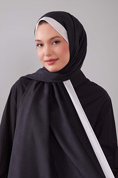 Levidor Black Honeycomb Embroidered Monogram Shawl