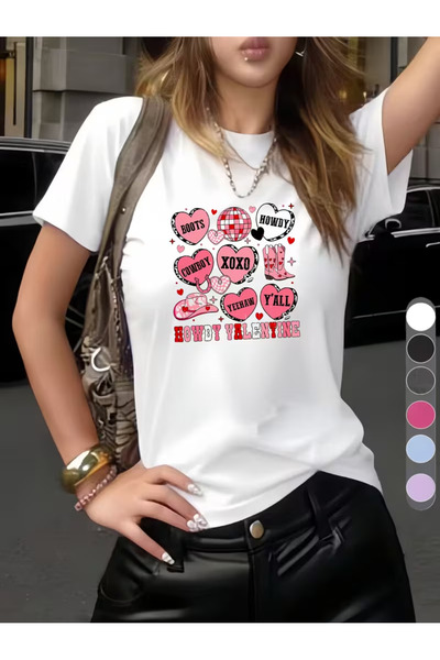 İSMTEXS تي شيرت رياضي للجنسين بأكمام قصيرة مع تفاصيل طباعة نصية ومرئية