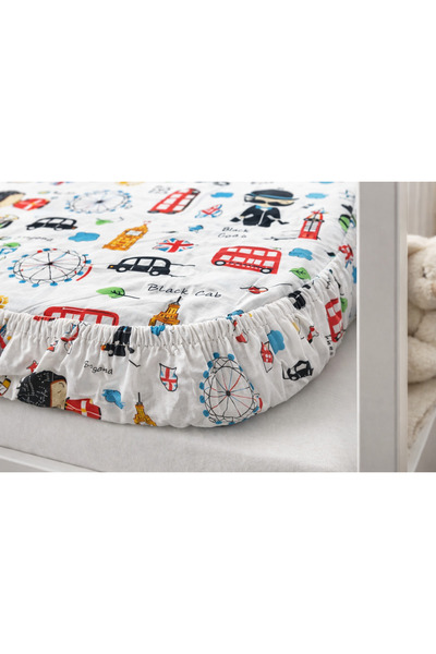 Hieve 100% Cotton Baby Kids Elastic Sheet and Pillowcase - London Sheet Set - 70X140Cm