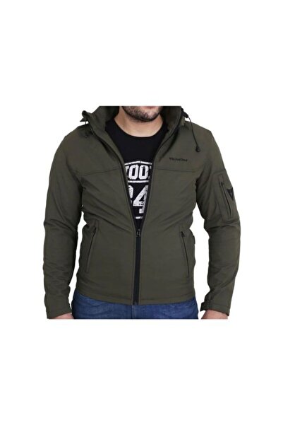 VENOM معطف دراجة نارية للرجال من Jaws Soft Shell باللون الأخضر الكاكي مع حماي...