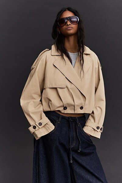 Bershka Balon kesim kısa trençkot ceket