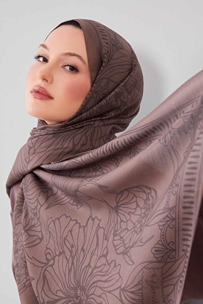 Levidor Mink Flower Patterned Wool Silk Shawl