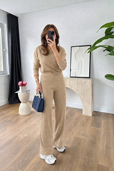 YAKAMEL Women's High Waist Loose Leg Long Sleeve Tie-Dye Top and Bottom Set