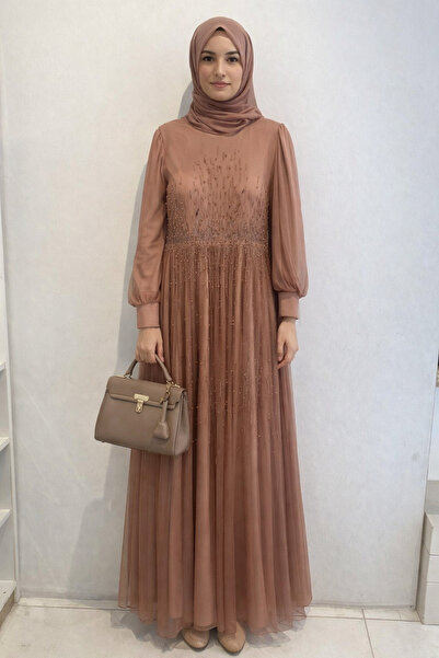 Lacrima Beaded Tulle Evening Dress