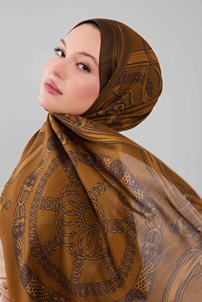 Levidor Oil Green Mixed Patterned Wool Silk Shawl