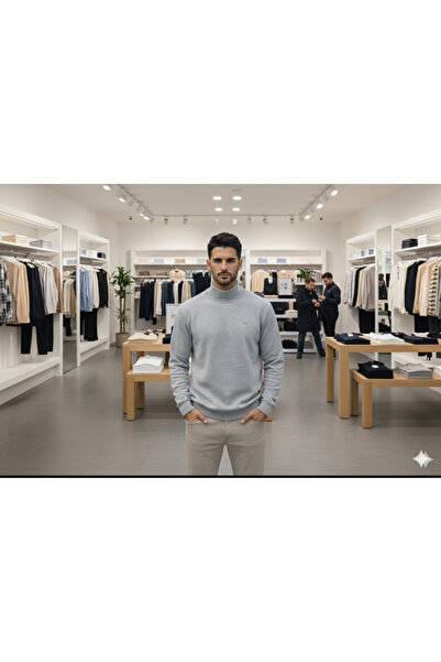 ATKGİYİM Men's Slim-Fit Thessaloniki Fabric Turtleneck Sweatshirt in Custom C...