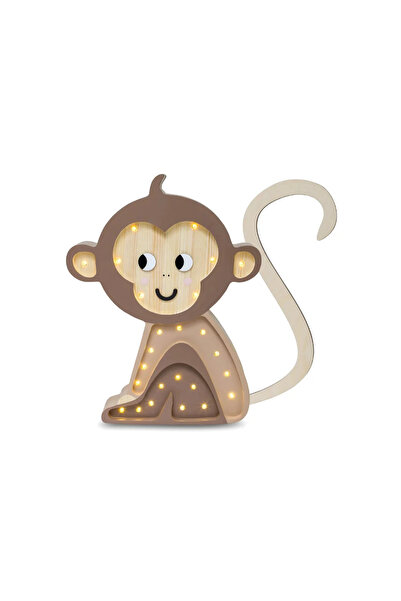 Generic Monkey Lamp Jungle Brown Wooden Night Light for Kids Room