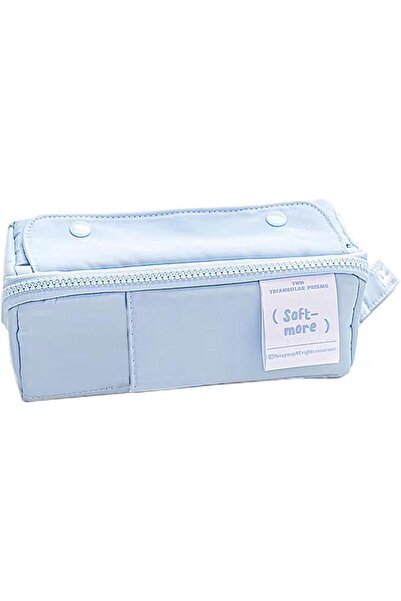 Arabest مقلمة، حقيبة أقلام لطيفة للمدرسة والمدرسة والمكتب، لون أزرق فاتح