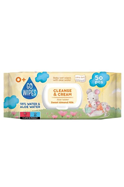GoWipes Servetele umede bebelusi, apa aloe & lapte migdale, capac, 50 buc,