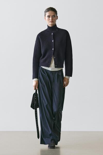 Massimo Dutti Pamuklu dik yaka triko hırka