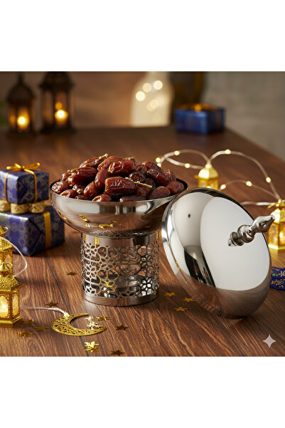 casa rosa RAMADAN stainless steel serving date bowl with base for date and sw...